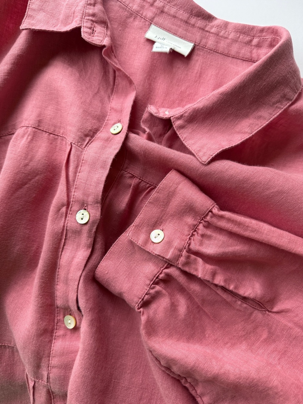 J. Jill Love Linen Rose Button-Down Tunic Linen Shirt 3X - Picture 8 of 11